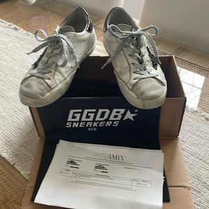 Original golden goose superstar, size 37, white with suede black glitter star